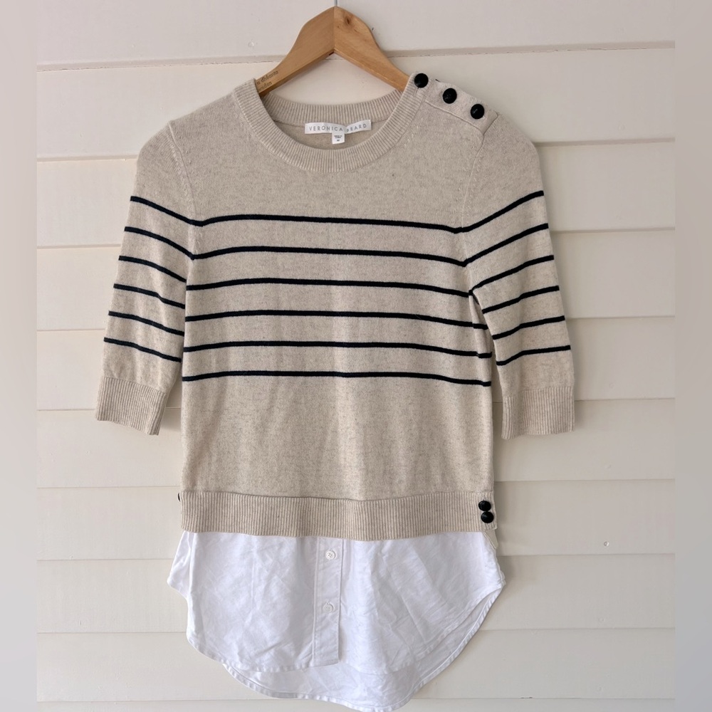 Veronica Beard Cashmere Pullover Button Accent Nw… - image 1